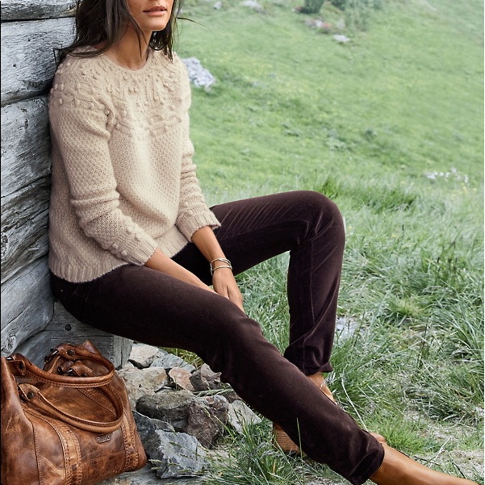 Brown slim velvet pants